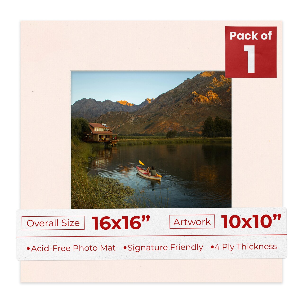 Oyster Bay Beige Mat Board for 16x16 Frames - Fits 10x10 Photos